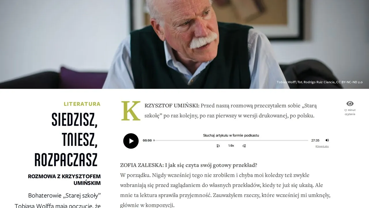 Bieżący numer – player nad tekstem każdego nowego artykułu