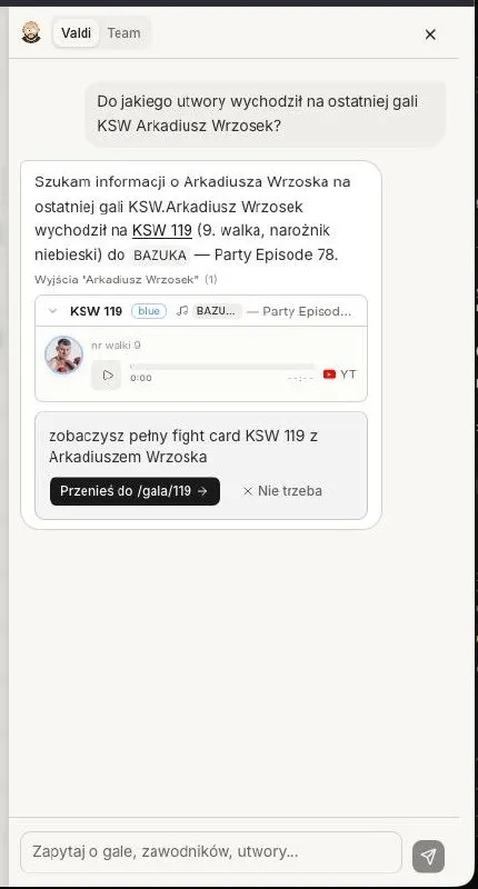 Valdi – agent RAG odpowiada, z czym zawodnik wychodził na ostatniej gali